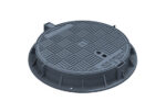 Чугунен капак Ø600 мм с панта, плътен, клас D400