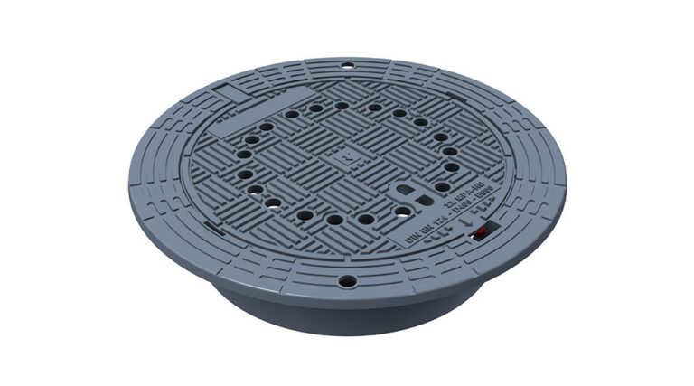 Чугунен капак Ø600 мм с панта, самонивелиращ, клас D400