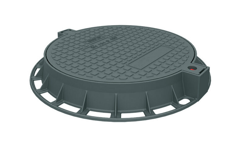 Чугунен капак Ø800 мм с панта, плътен, клас D400