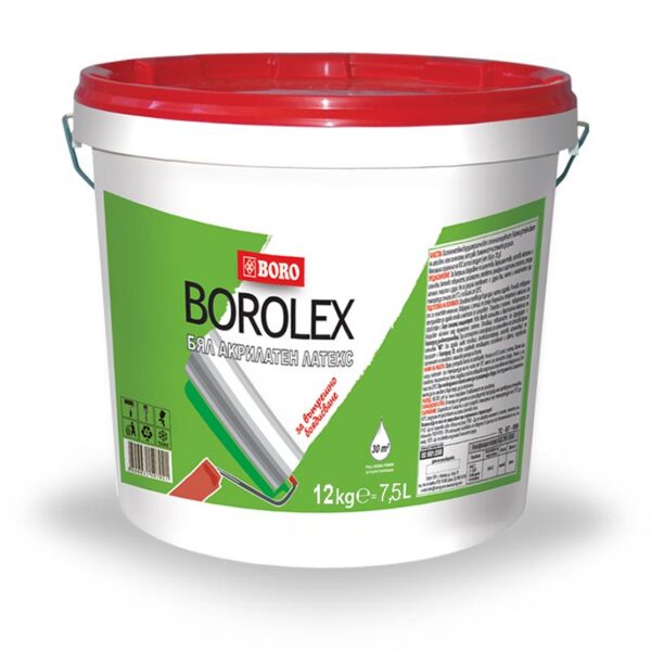 Бял латекс за вътрешно боядисване BORO Боролекс, 12кг