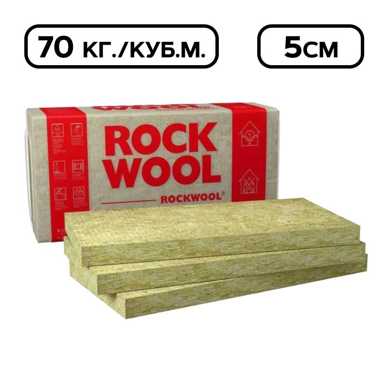 rock279259.jpg Акустична каменна вата Rockwool Acoustic EXTRA 70 кг./куб.м. - 5см. 1.2х0.6 - Image 1