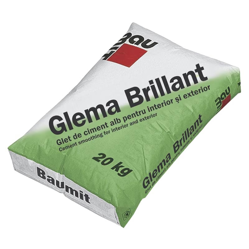 Бяла циментова шпакловка BAUMIT Glema Brillant, 20кг