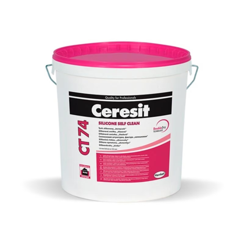 Силиконова мазилка CERESIT CT74 25кг, 1.5мм за фасади